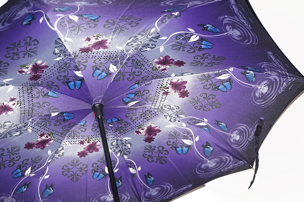 Умный зонт Бабочки пурпурный