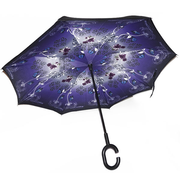 Умный зонт Бабочки пурпурный
